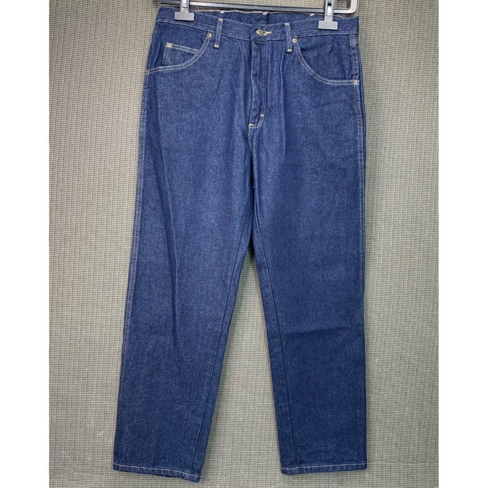 Wrangler Rugged Wear Mens 35x30 Blue Straight Fit 5-Pocket Dark Jeans Denim